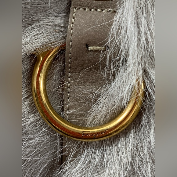 Women  SALVATORE FERRAGAMO fur light grey ankle booties 5.5 C - Picture 2 of 13